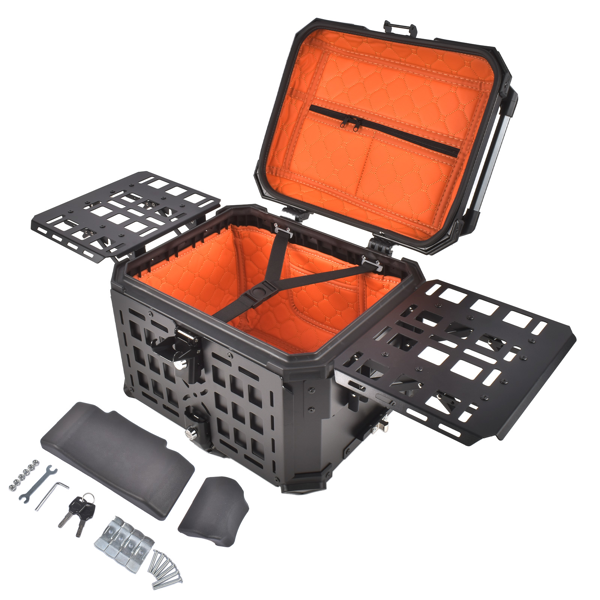铝合金车尾箱 45L Motorcycle Trunk Top Case, Aluminum Alloy, Integrated Backrest, Double Lock-9
