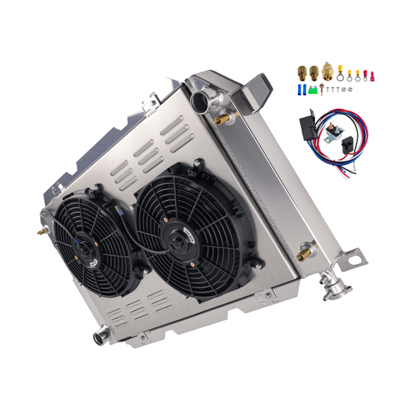 3-Row Aluminum Radiator+Fan Kit fit for Ford F150 F250 F350 V8 1985-1997 CC1451-2