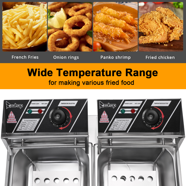 美规 EH82 110V 3400W 22.8QT/21.6L 电炸锅 银色 不锈钢 双缸/调温/UL电源线-15