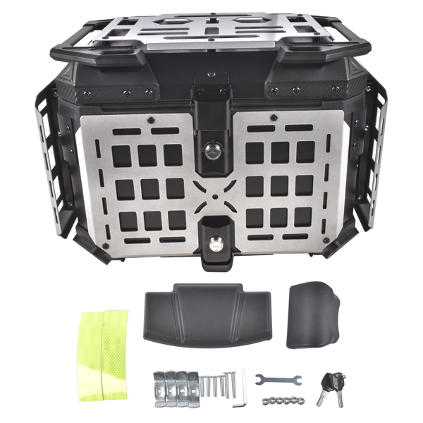 铝合金车尾箱 Aluminum Alloy 45L Motorcycle Tail Box w/Double Lock System Titanium w/Black Backrest-6