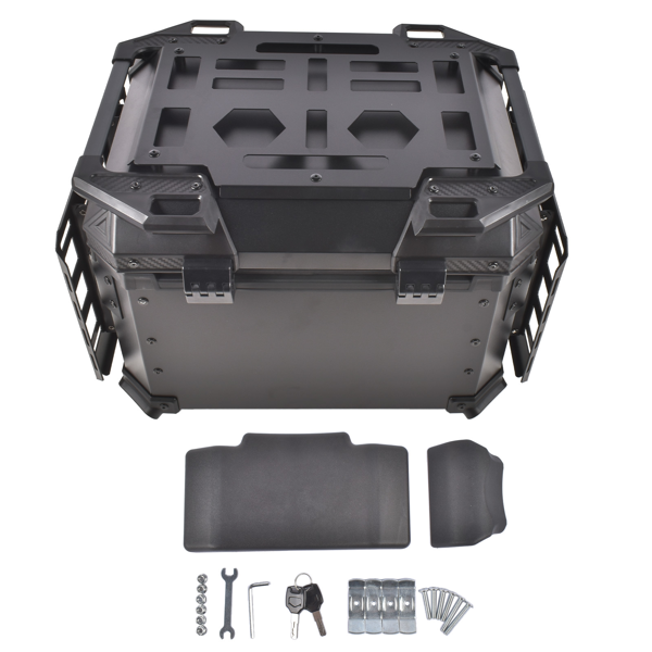 铝合金车尾箱 45L Motorcycle Trunk Top Case, Aluminum Alloy, Integrated Backrest, Double Lock-5