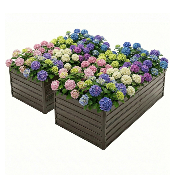 2 件套 240×120×64cm 高架种植床，大型金属种植箱，开放式底部便于排水，配 8 根加固杆，防锈钢材 —— 适用于蔬菜、水果、花卉、香草-8