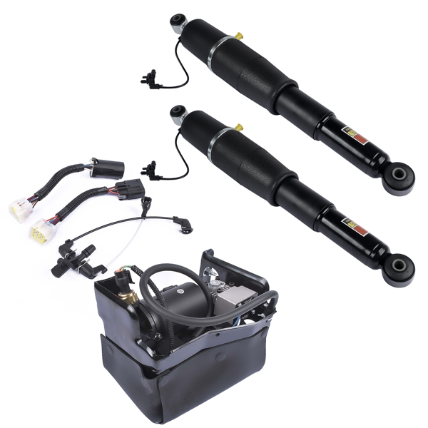 空气悬挂减震器 2Pcs Rear Air Suspension Shock and Compressor Pump Fit for Cadillac Escalade Chevrolet Avalanche Suburban 1500 Tahoe GMC Yukon 2001-2013 25979391 19300046 19299545-6