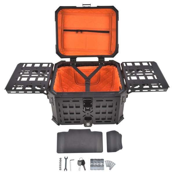 铝合金车尾箱 45L Motorcycle Trunk Top Case, Aluminum Alloy, Integrated Backrest, Double Lock-1