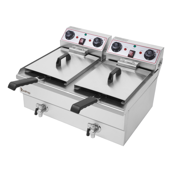 英规 IEF-102V 220.00V 6000W 24.9quart/23.6L 电炸锅 银色 不锈钢 水龙头双缸-12