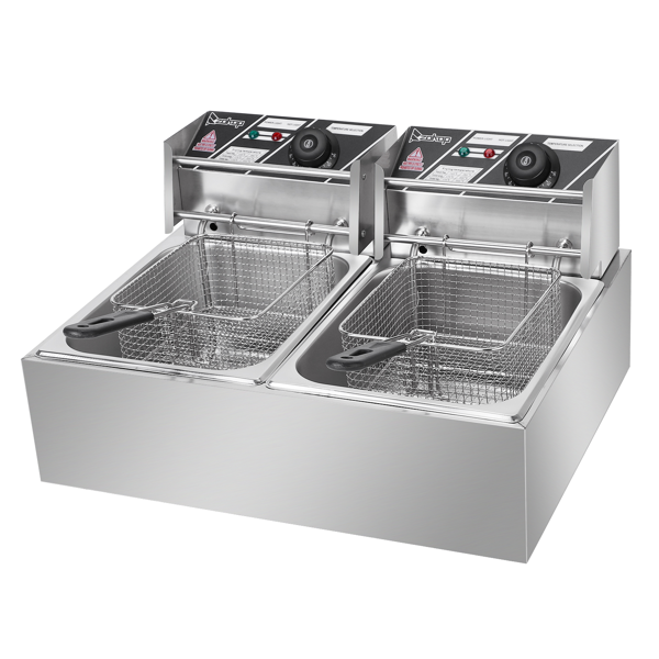 美规 EH82 110V 3400W 22.8QT/21.6L 电炸锅 银色 不锈钢 双缸/调温/UL电源线-20