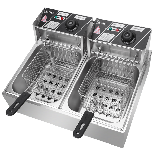 美规 EH82 110V 3400W 22.8QT/21.6L 电炸锅 银色 不锈钢 双缸/调温/UL电源线-5