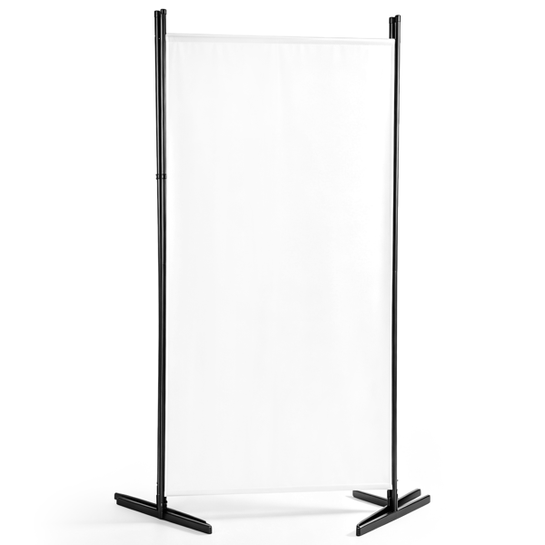 三折可折叠屏风 塑料脚160g涤纶布碳素钢边框房间隔断 6FT 米白-5