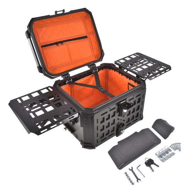 铝合金车尾箱 45L Motorcycle Trunk Top Case, Aluminum Alloy, Integrated Backrest, Double Lock-6