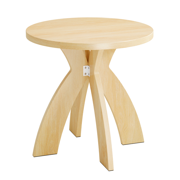 原木色 密度板贴三胺 60*60*60cm 弧形交叉腿 圆形 边几-7