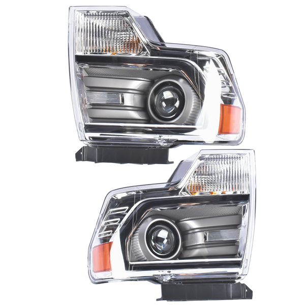 汽车大灯 Pair Left & Right HID/Xenon Chrome Headlight Replacement for 2013-2014 Ford F150 FO2518120-3