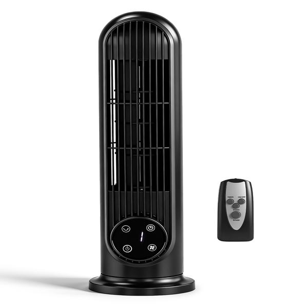 美规 RTW-CR 塔扇 110V 25W 16英寸 迷你柱形塔扇 触控 带遥控  塑料机身 铜电机 黑色 家用 3档 可摇头 9小时定时 落地壁挂两用款-2