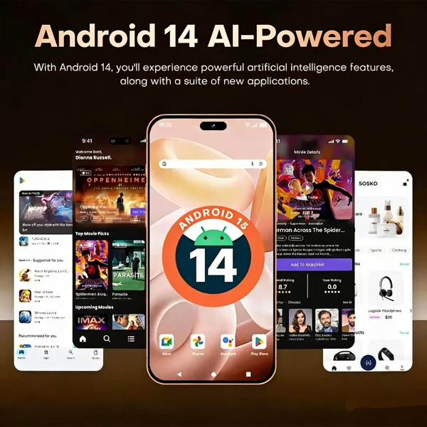 17 解锁版手机，5.3英寸高清屏，4+128GB，5G迷你手机，Android 14智能手机，5000mAh电池/双卡/面部解锁/GPS，品质优良-2