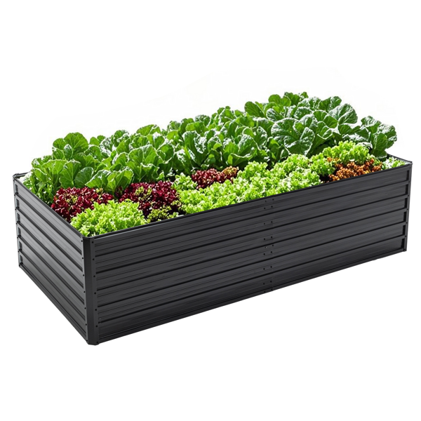 8×4×2 英尺镀锌高架种植床：大型金属种植套件，适用于蔬菜、花卉与香草 ——481 加仑容量，深根种植设计-8