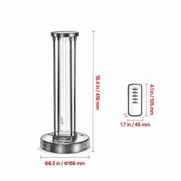 36W UVC紫外线灯，带臭氧净化器和遥控器，3定时器消毒灯，适用于400平方英尺以下的房间-3