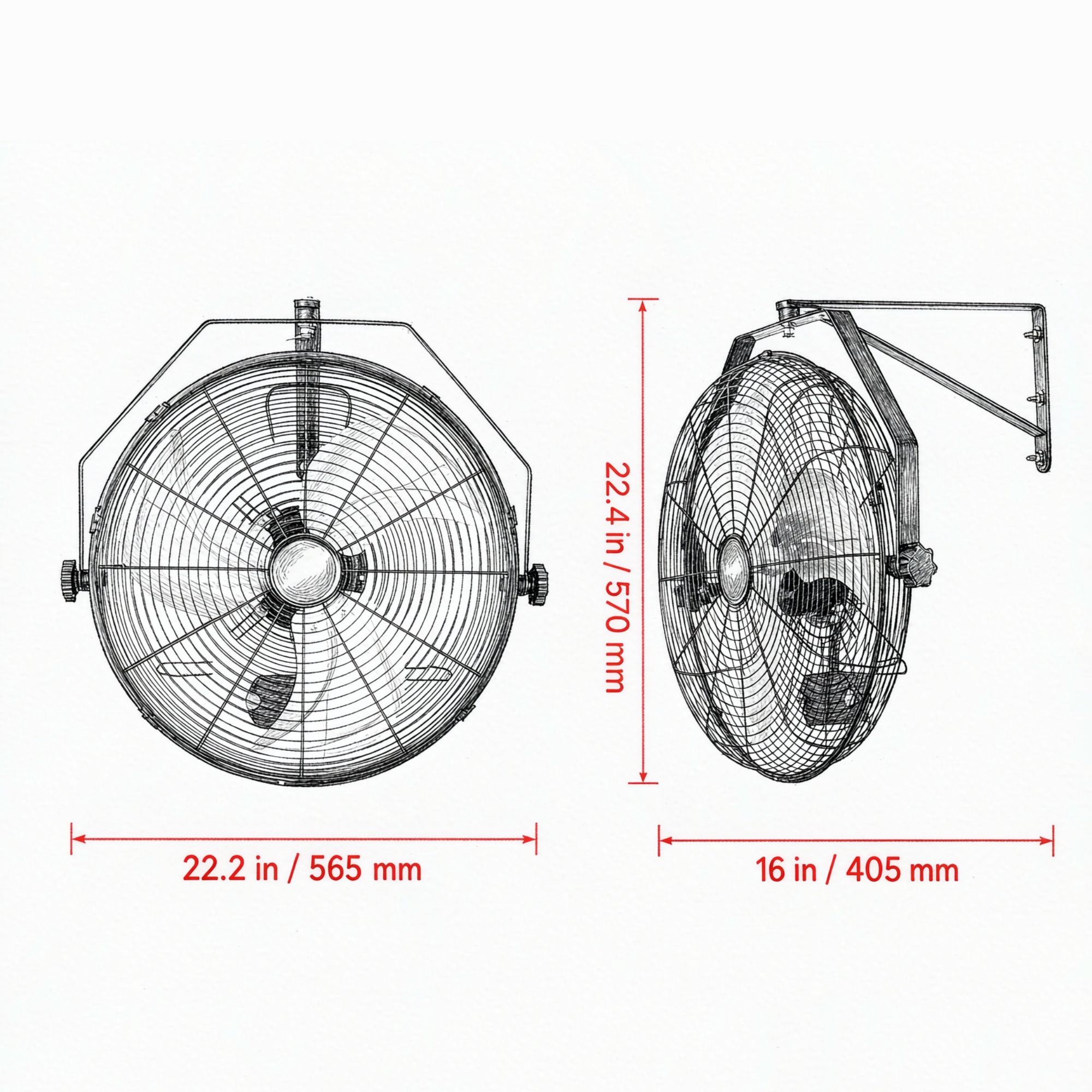 18″ Wall Mount Fan, 3-Speed with Adjustable Rotation, Long Airflow Reach, for Industrial & Commercial Use view 4