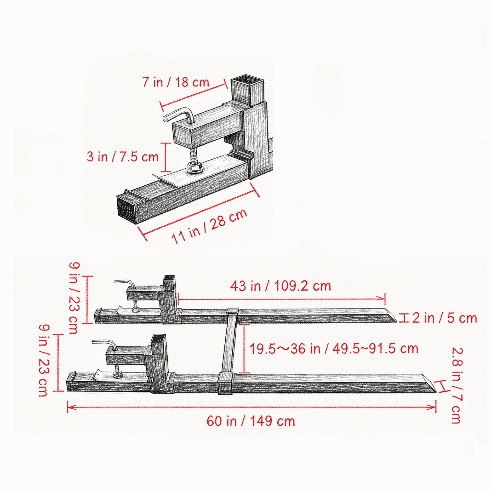 2000 lbs 60″ Clamp-On Pallet Forks