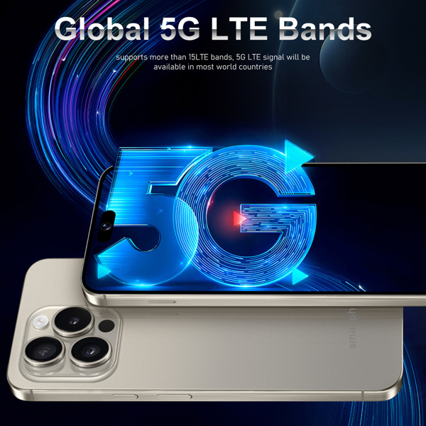 A15 Pro Max 5G Android 14智能手机，6.8英寸 FHD+ 显示屏，8GB 内存 + 256GB 存储，7200万像素前置摄像头和1.08亿像素后置摄像头，6800mAh 电池，全球版-5