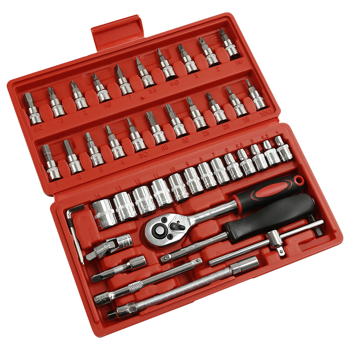 46件套扳手工具红色