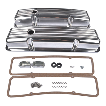 气门室盖 Aluminum Short Finned Valve Covers w/Gaskets Fit for 1958-1986 Chevy SBC 283-400