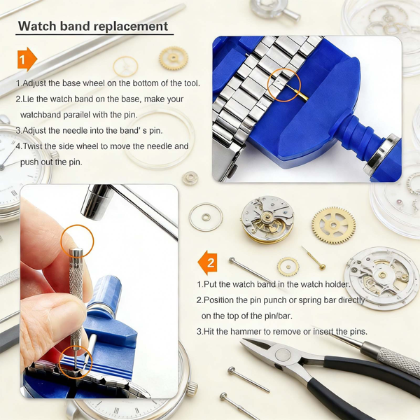 147PCS手表维修工具包后盖开启器拆卸器弹簧销杆制表机-9