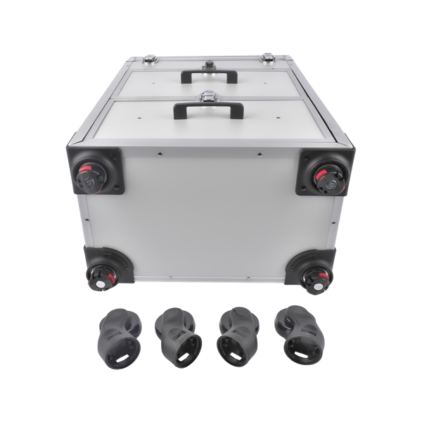 A1-万向轮拉杆美甲纹绣化妆箱 Portable 3-Tier Rolling Makeup Case with Universal Wheels for Makeup, Nail Art, Hair Styling Tools Storage (Silver)-6
