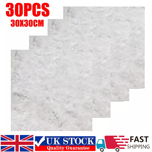 UK30件装PVC大理石瓷砖墙贴 自粘式厨房浴室贴纸30*30-1