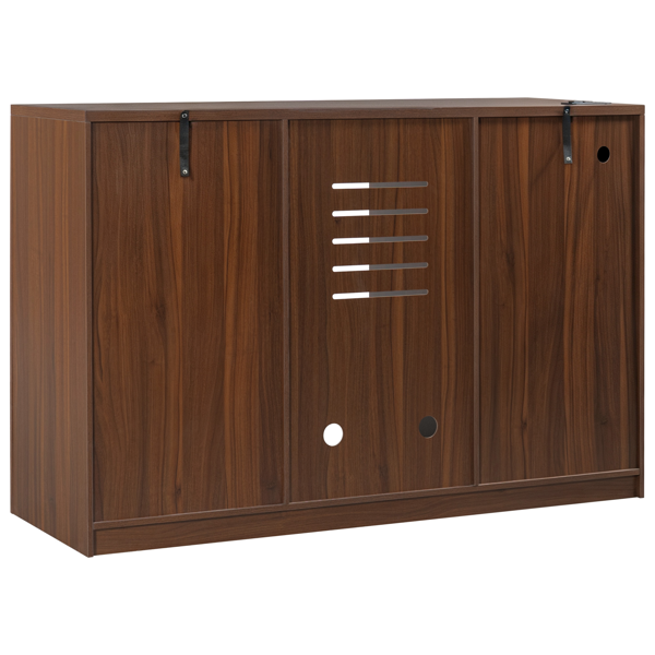 K&K 59" Coffee Bar Cabinet with Fridge Space & Tilt-Out Trash Cabinet, Mini Fridge Wine Cabinet with Storage/Charging Station, Fluted Buffet Sideboard with Glass Holder for Dining Room, Walnut Brown-46