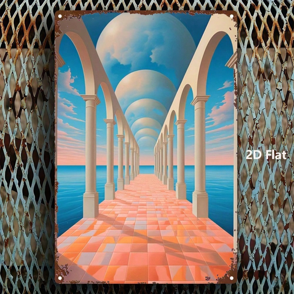 CIFbuy 锡制招牌 梦之长廊 蓝天橙色人像，乡村风墙面装饰 20x30厘米（TikTok, temu 自提物流）-3