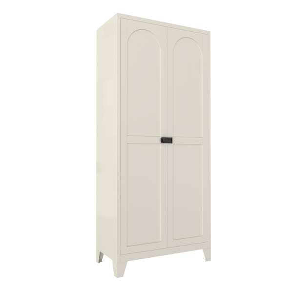 71'' 2 Shapely Door Cabinet With Lock, Metal Storage Cabinet with Doors and Adjustable Shelves, for Kitchen, Bedroom, Living Room(Beige)-22