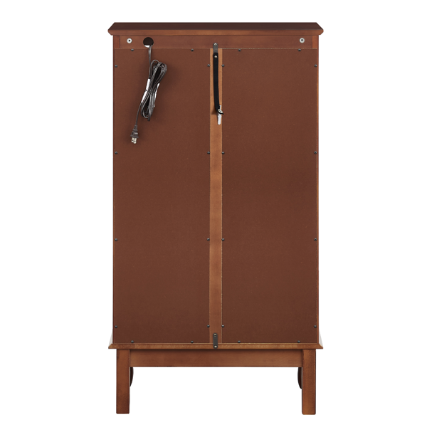 Curio Cabinet Lighted Curio Diapaly Cabinet with Adjustable Shelves and Mirrored Back Panel, Tempered Glass Doors (Walnut, 3 Tier), (E26 light bulb not included)-14