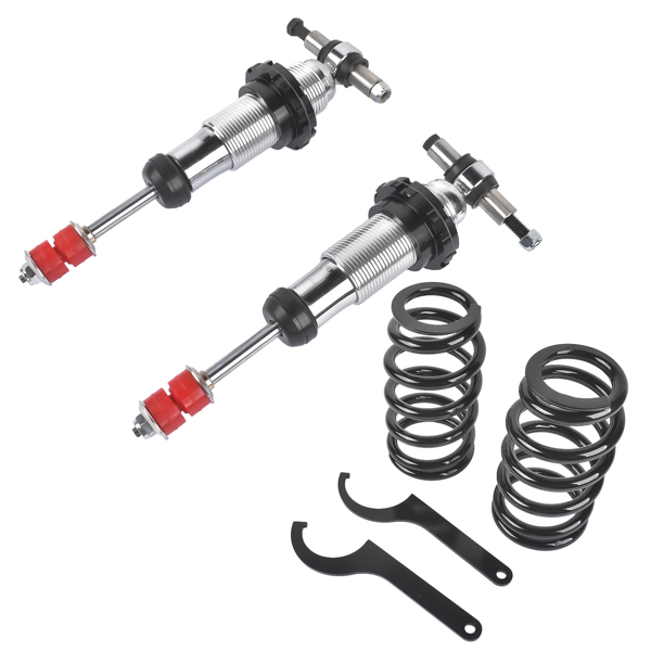 改装减震器套装 Pair 500lb Adjustable Coilover Shocks 6-coil springs Fits Ford Mustang II IFS-6