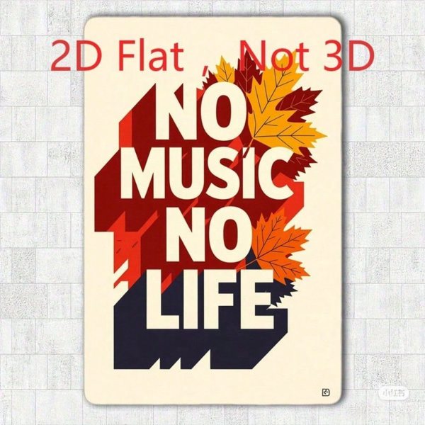 CIFbuy 20x30厘米 铝制铁皮招牌 “无音乐，无生活”，秋日枫叶墙饰装饰（TikTok, temu 自提物流）-2