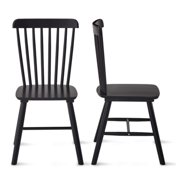 2 pieces of dining chair, black, rubber wood material, dining chair, solid wood chair, solid wood dining table chair