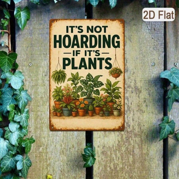 CIFbuy 复古植物铁皮招牌 8x12，复古花园盆栽插画墙饰（TikTok, temu 自提物流）-2