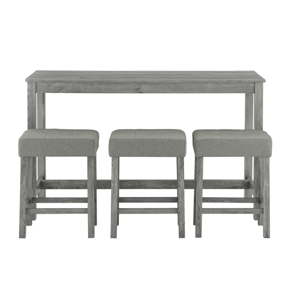 59 Inch Bar Table, Dining Table, Sofa Table with Power Outlet, 3 Upholstered Stools, 4 Piece Bar Table and Chair Set for Living Room, Dining Room, Kitchen-13