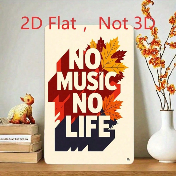 CIFbuy 20x30厘米 铝制铁皮招牌 “无音乐，无生活”，秋日枫叶墙饰装饰（TikTok, temu 自提物流）-7