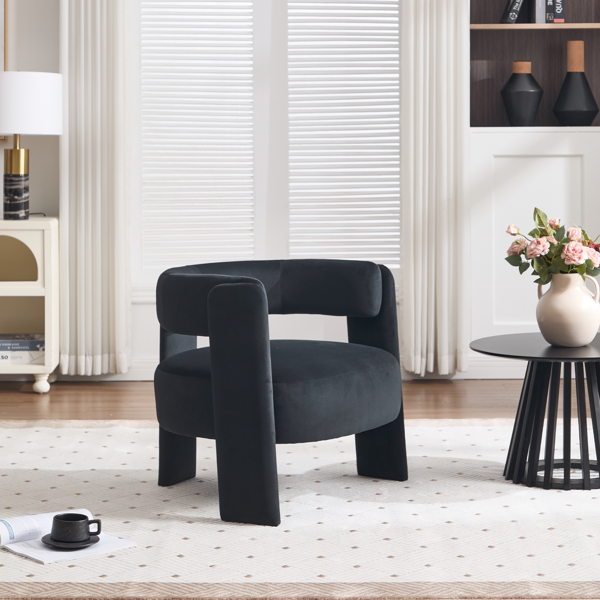 Accent Chair for Living Room, Velvet Comfy Single Sofa Chair Mid-Century Modern Armchair Wooden Legs for Bedroom Office Reading-24