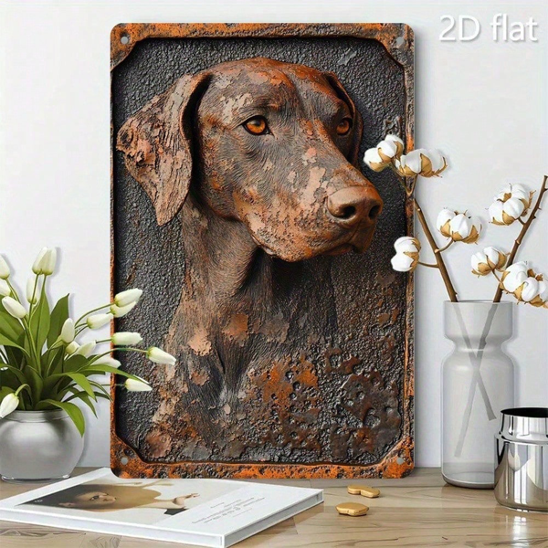 CIFbuy 复古德国短毛指针铁皮装饰牌 8x12，防锈犬只肖像艺术（TikTok, temu 自提物流）-6