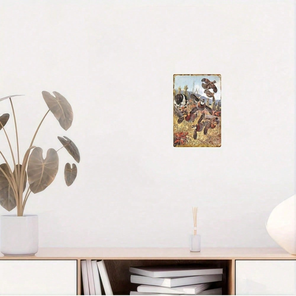 CIFbuy 复古金属铁皮招牌 狗与鸟狩猎图案 复古墙面装饰 8x12英寸（TikTok, temu 自提物流）-6