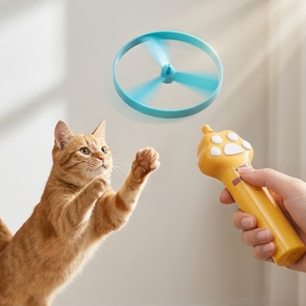 可充电猫咪飞盘发射器 互动式抓猫飞盘玩具，含10个飞盘，猫咪玩具宠物玩具 (美国站点包邮物流发USPS/DHL/Fedex/UPS，不接受指定物流，TK/TEMU仅自提)-5