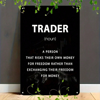 CIFbuy 2D平面励志交易者图表铝制装饰牌，股市金融装饰品（TikTok, temu 自提物流）