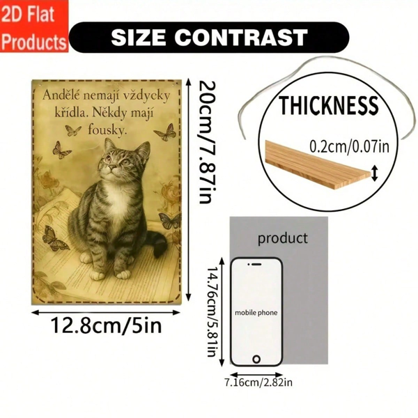 CIFbuy 复古捷克猫咪招牌 “好猫是好朋友”，乡村风墙面装饰 8x12英寸（TikTok, temu 自提物流）-4