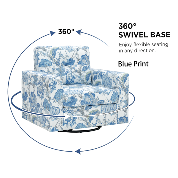 Floral Upholstery Degree Rotation Single Sofa Chair for Living Room, Bedroom, Office-3