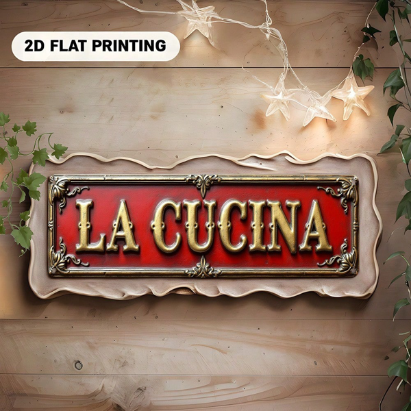 CIFbuy 烫金 LA CUCINA 2D 平面铝制招牌，欧式时尚墙面装饰（TikTok, temu 自提物流）-6