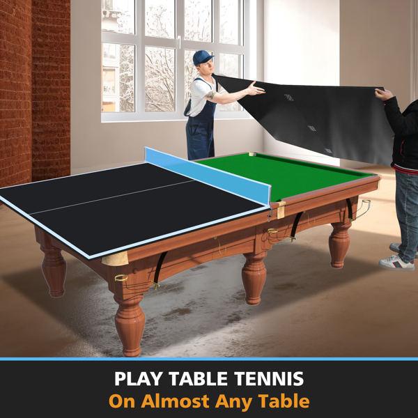 8ft Black Mid-Size Ping Pong Conversion Top Foldable & Portable Table Tennis Table Top for Indoor Games-11