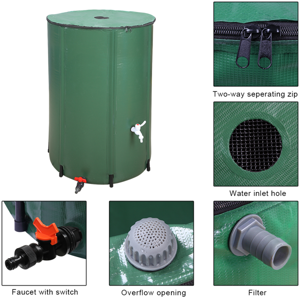 【替换49738622】100gal  绿色  PVC 可折叠 集雨桶-24
