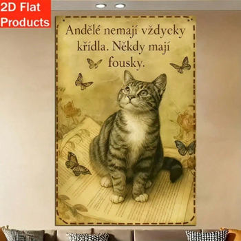 CIFbuy 复古捷克猫咪招牌 “好猫是好朋友”，乡村风墙面装饰 8x12英寸（TikTok, temu 自提物流）
