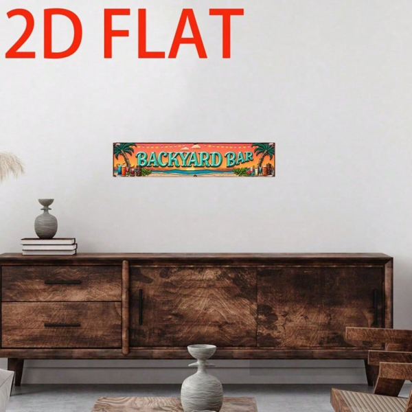 CIFbuy 2D 平面 4x16 复古金属铝制招牌，热带海滩酒吧夏日艺术风（TikTok, temu 自提物流）-5