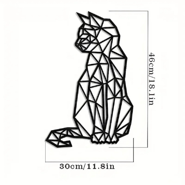 CIFbuy 几何猫手工铁艺壁饰，防锈3D立体挂饰动物雕塑，现代极简风格客厅与办公室墙面装饰，贴心猫咪爱好者的礼物——情人节及特殊场合的浪漫家居点缀（TikTok, temu 自提物流）-6